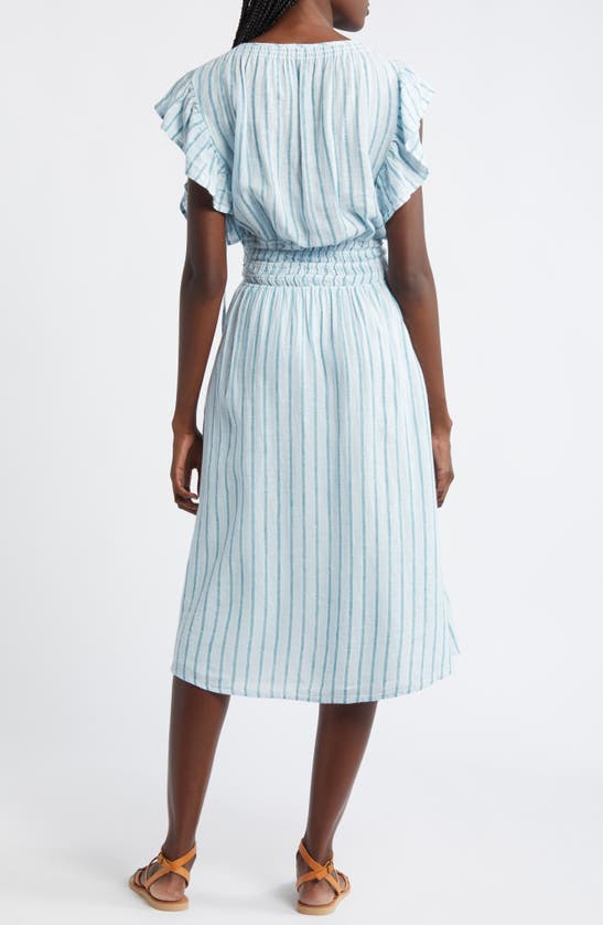 Shop Rails Iona Stripe Linen Blend Midi Dress In Cambria Stripe
