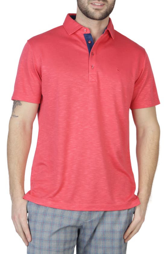 Tailorbyrd Contrast Trim Luxe Pique Polo In Coral