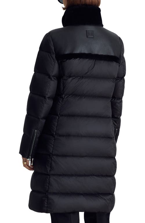 Dawn Levy Milan Down Coat With Shearling Trim In Black