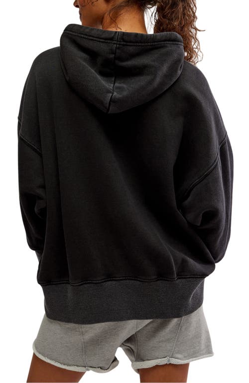 Shop Free People Fp Movement Sprint To The Finish Oversize Cotton Blend Hoodie In Black