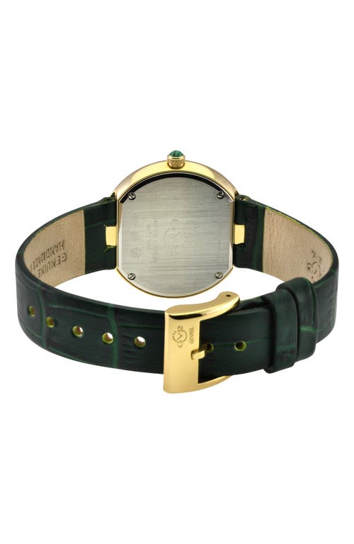 Gv2 Arezzo Diamond Embellished Leather Strap Watch, 33mm In Green