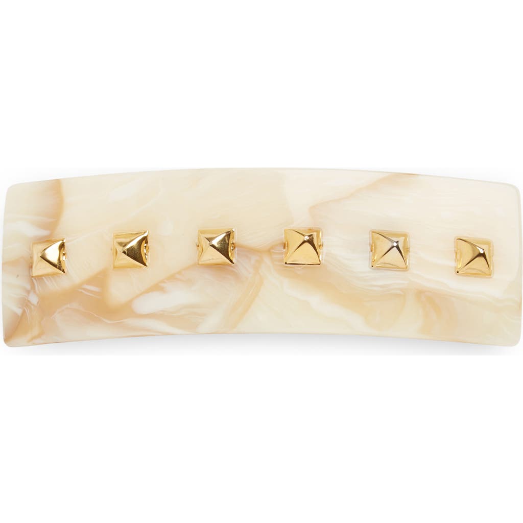 france luxe Large Studded Barrette in Carrara