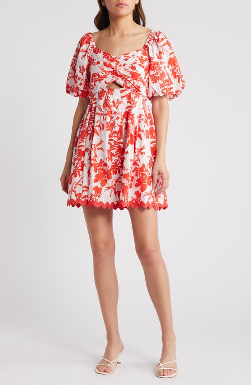 Adelyn Rae Remi Puff Sleeve Minidress Poppy Red at Nordstrom,