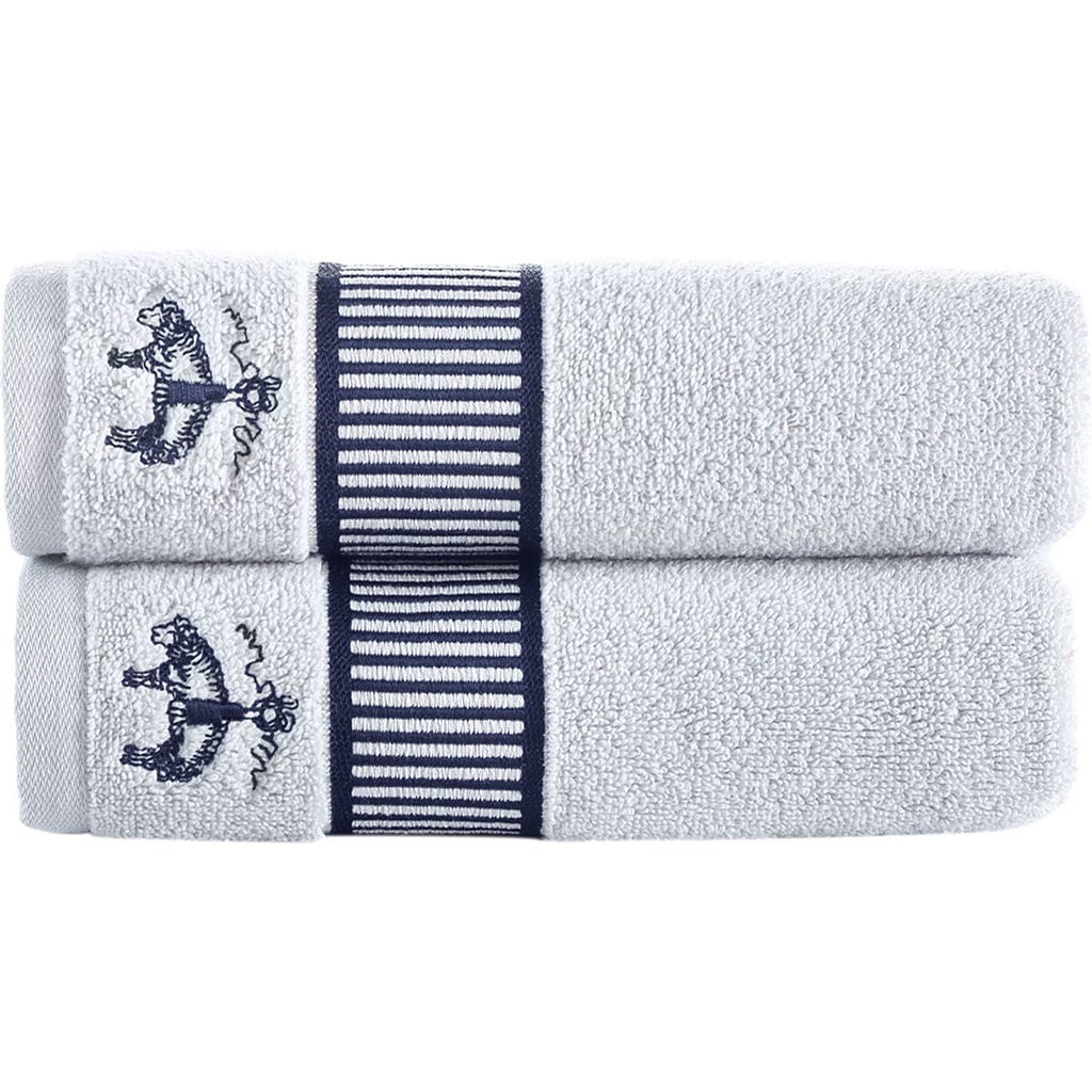 Shop Brooks Brothers Fancy Border 2-pack Turkish Cotton Washcloths In Silver