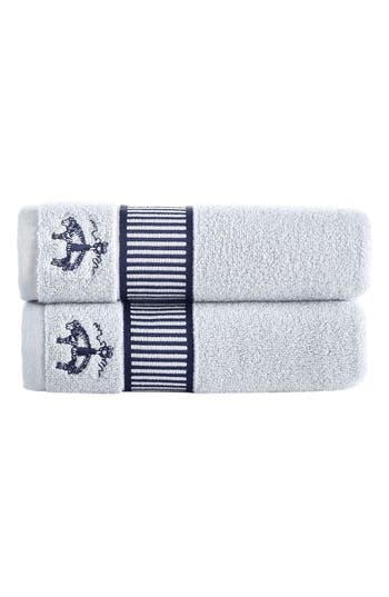 Shop Brooks Brothers Fancy Border 2-pack Turkish Cotton Bath Towels In Silver