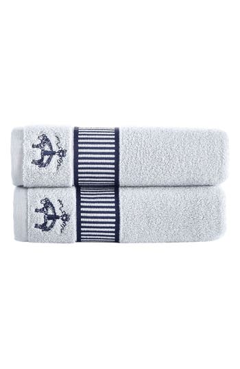 Brooks Brothers Fancy Border 2-pack Turkish Cotton Bath Towels In Silver