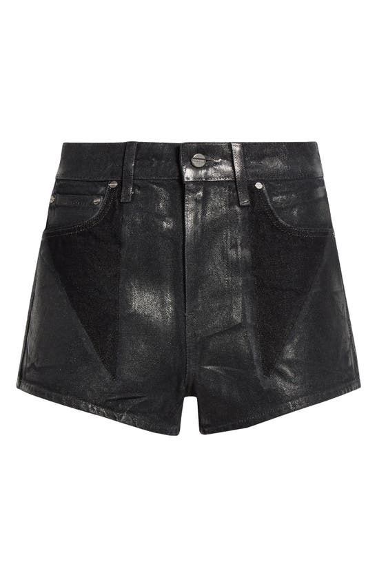 Shop Dion Lee Laminated Denim Shorts In Black