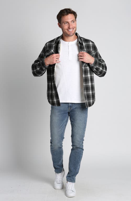 Jachs Plaid Fleece Lined Long Sleeve Button-up Shirt In Black Sherpa Print