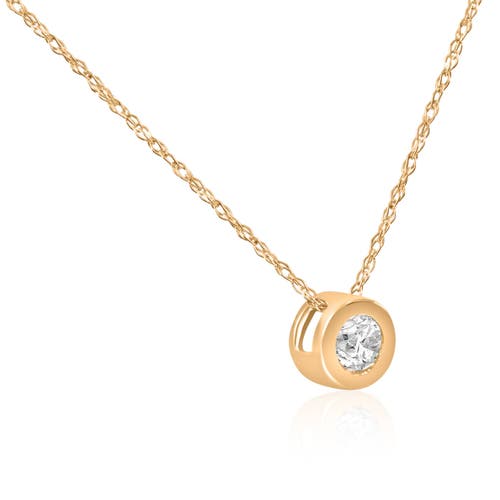 Bliss Diamond 14k Gold 1/4ct Round Lab Grown Diamond Solitaire Bezel Pendant In 14k Yellow Gold