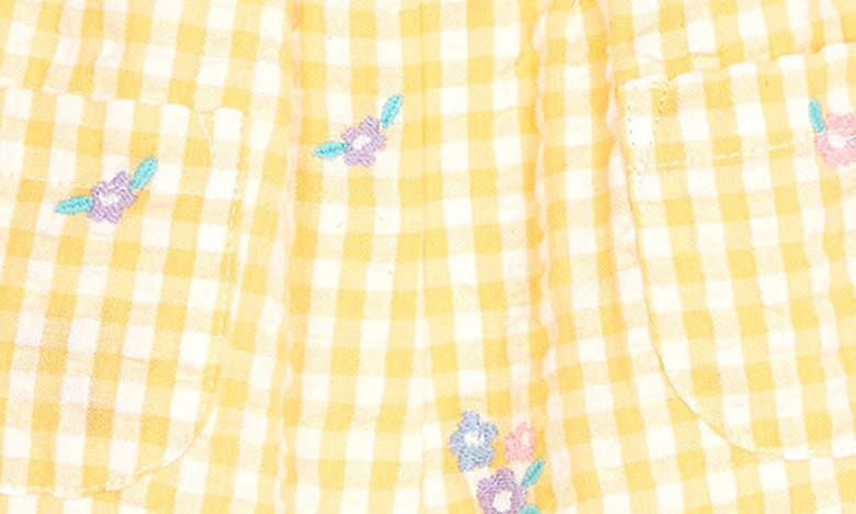 Shop Jojo Maman Bébé Duck Embroidered Gingham Romper In Yellow