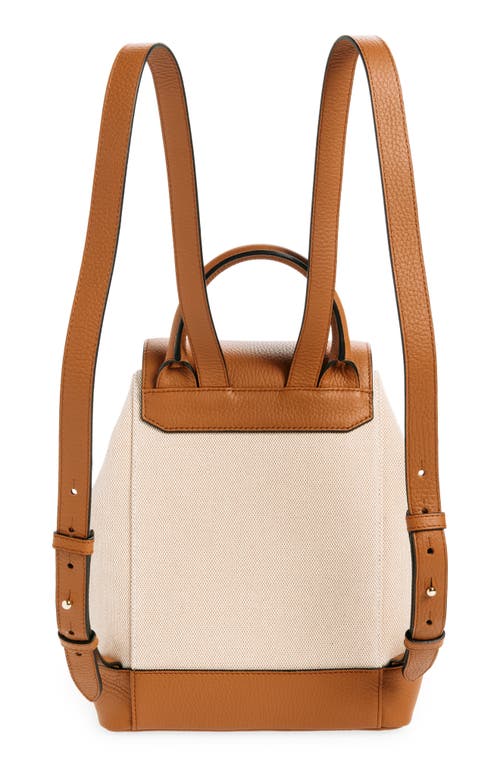 Shop Strathberry Osette Canvas & Leather Backpack In Ecru/tan