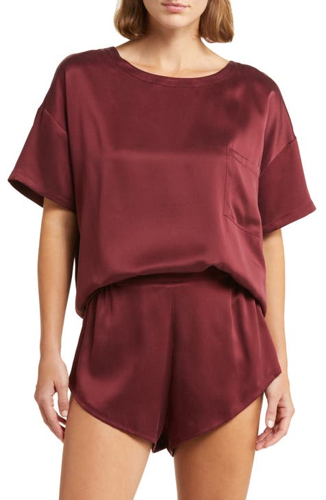 Buy ONMS Women's Satin Nighty Set (Set of 6) Maroon Color at