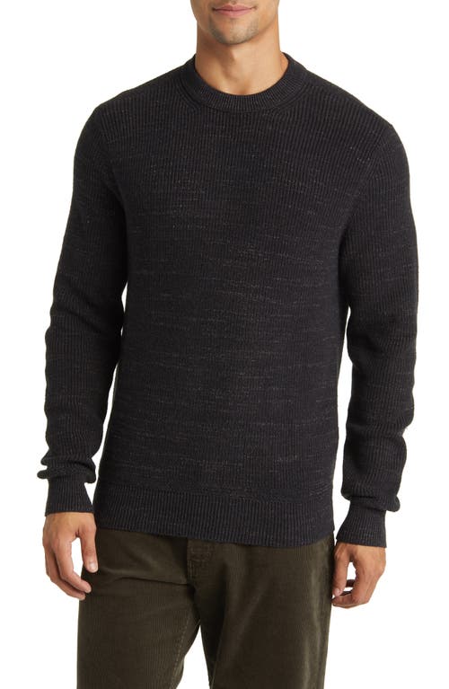 Seafarer Cotton Rib Sweater in Black Marl