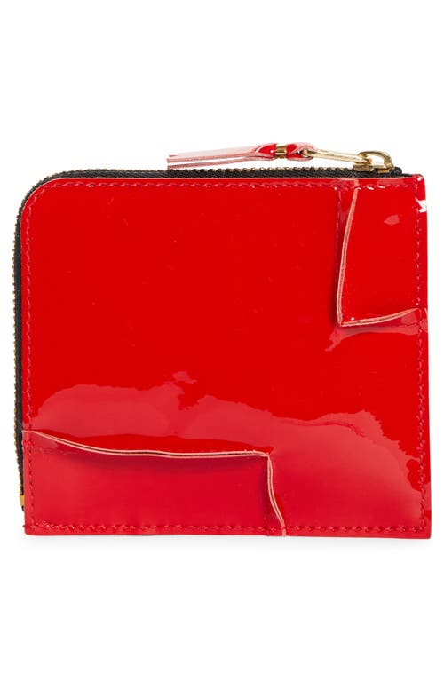 Shop Comme Des Garçons Wallets Patent Leather Half Zip Wallet In Red