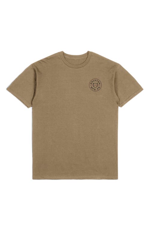 Brixton Crest II Logo Graphic T-Shirt in Tigers Eye/washed Black/mahog 