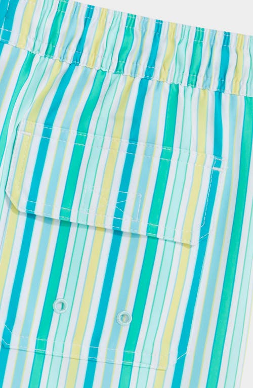 Shop Vineyard Vines Kids' Chappy Crab Print Swim Trunks In Citrus Stripe White