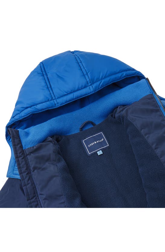 Shop Andy & Evan Kids' Puffer Jacket In Blue Camo