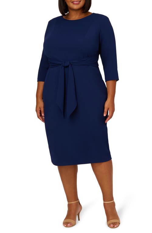 Adrianna Papell Tie Waist Crepe Dress at Nordstrom,