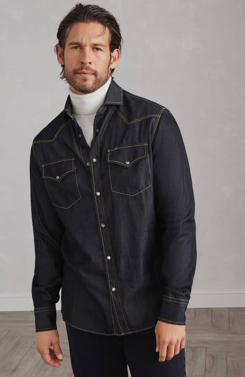 Shop Brunello Cucinelli Lightweight Denim Shirt In Dark Denim