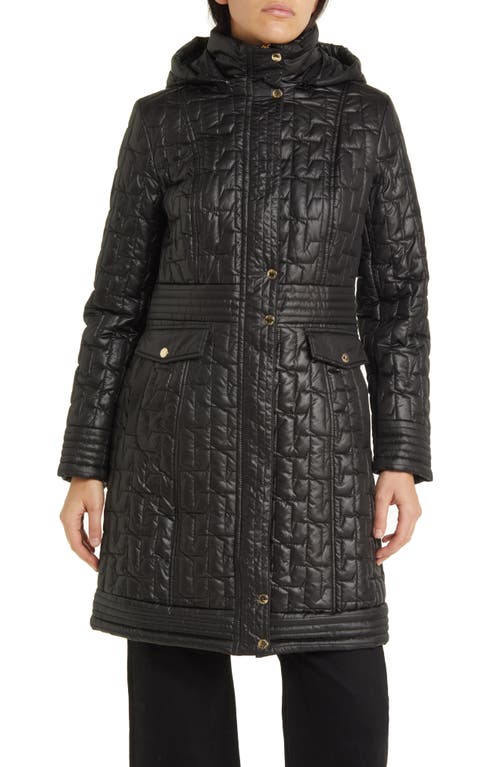 Quilted Hooded Coat in Black