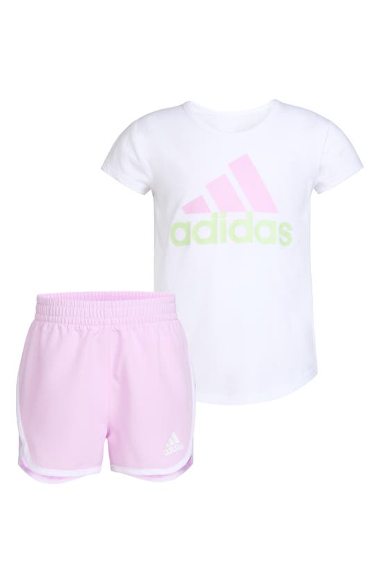 Shop Adidas Originals Kids' T-shirt & Shorts In White