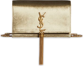 Saint Laurent Kate Tassel Velvet Wallet on a Chain