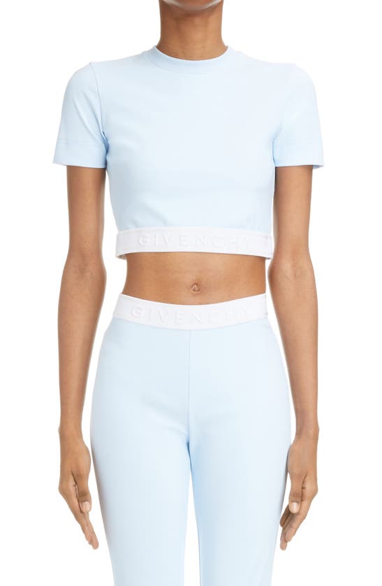 Givenchy Jersey Crop Top In 458-baby Blue White