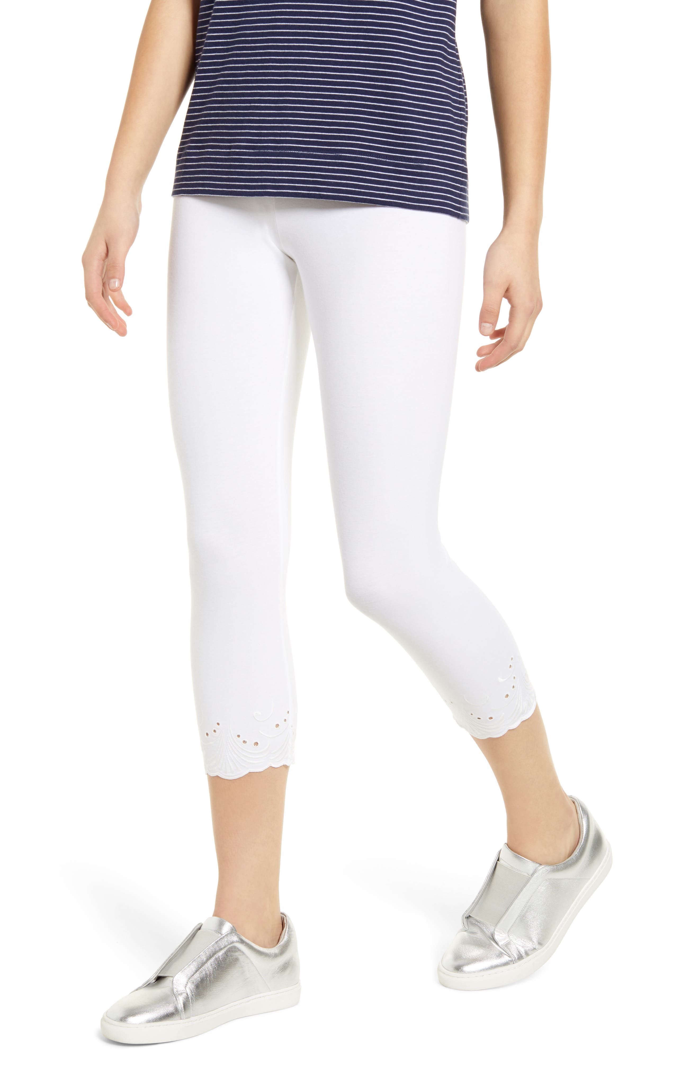 women's plus size white capri leggings