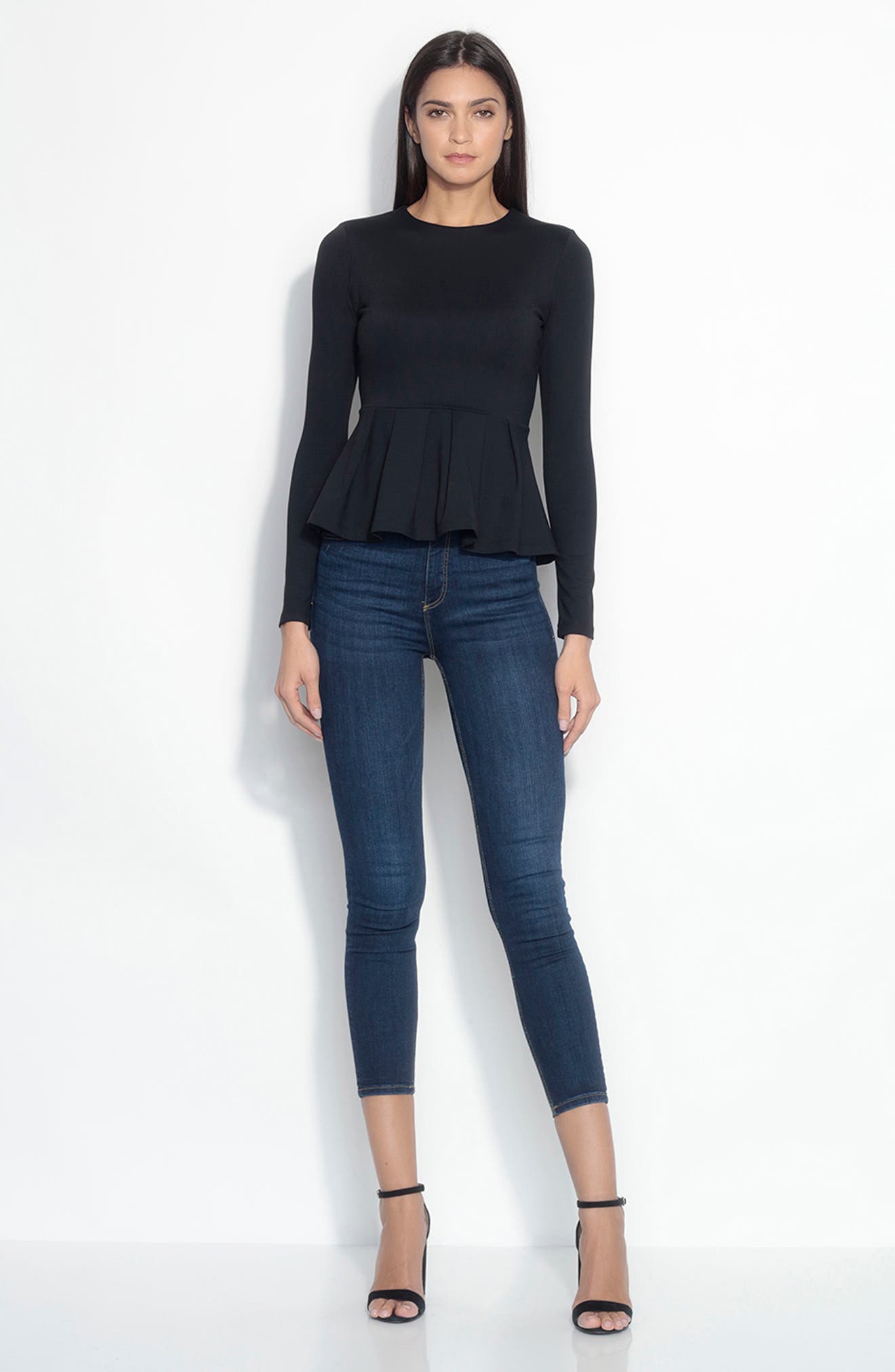 Susana Monaco Long Sleeve Peplum Top 