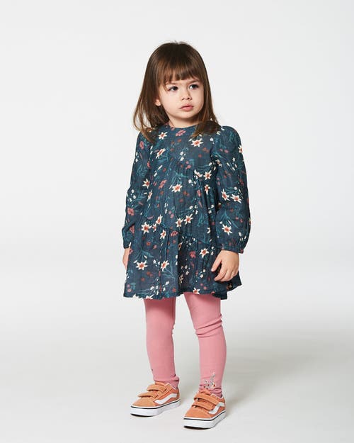 Shop Deux Par Deux Little Girl's Printed Muslin Long Top Teal With Flowers In Printed Edelweiss