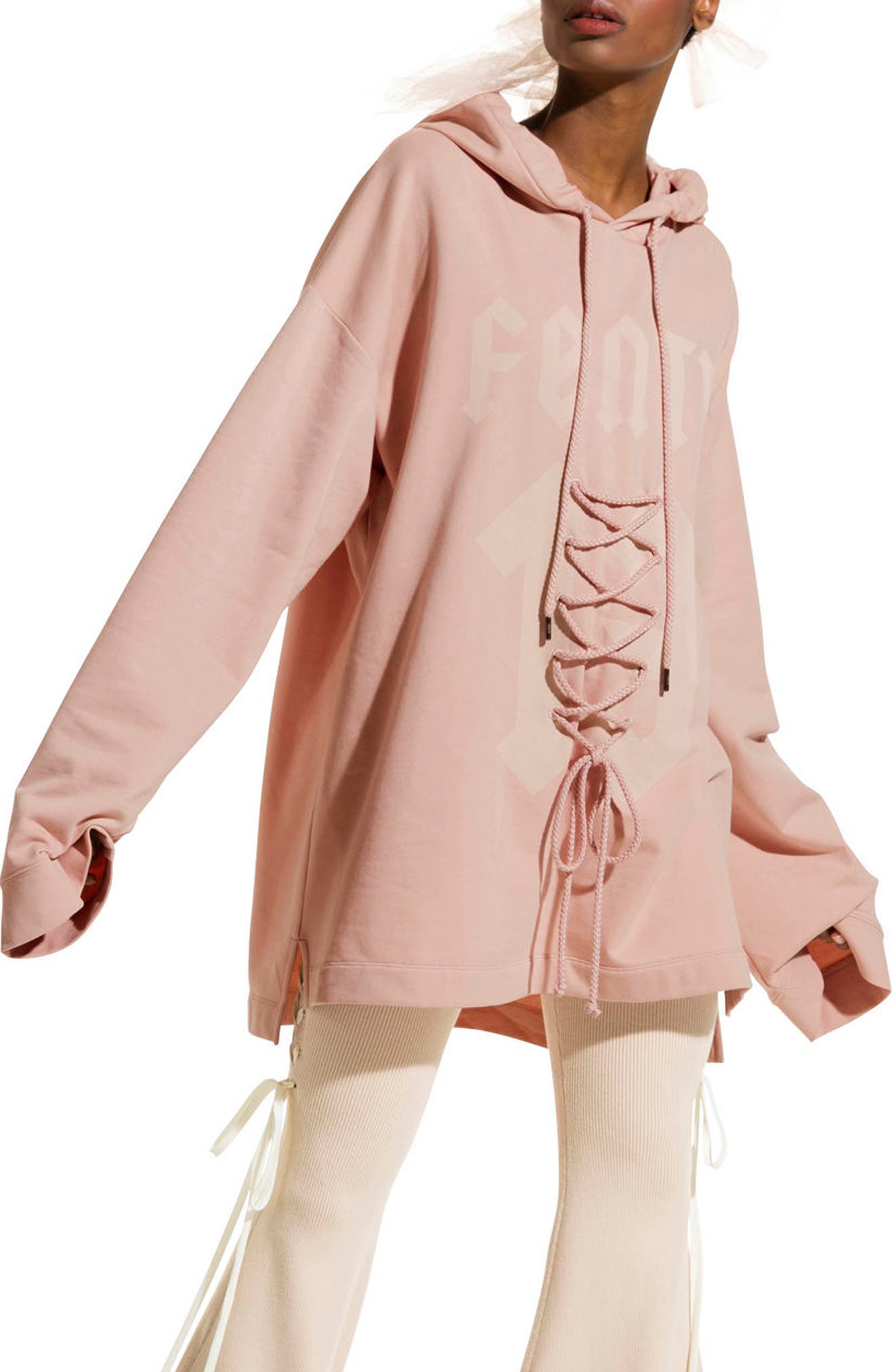 Fenty Puma By Rihanna Oversize Lace Front Hoodie Nordstrom