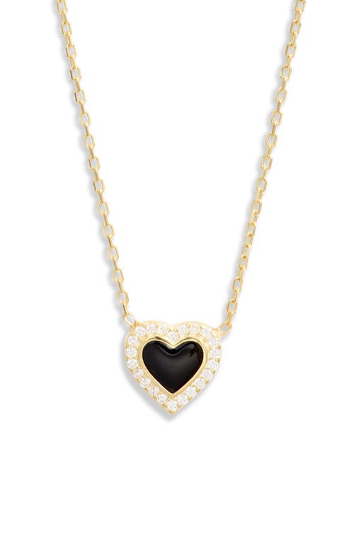 Everyday Pavé & Enamel Heart Pendant Necklace in Gold/Black