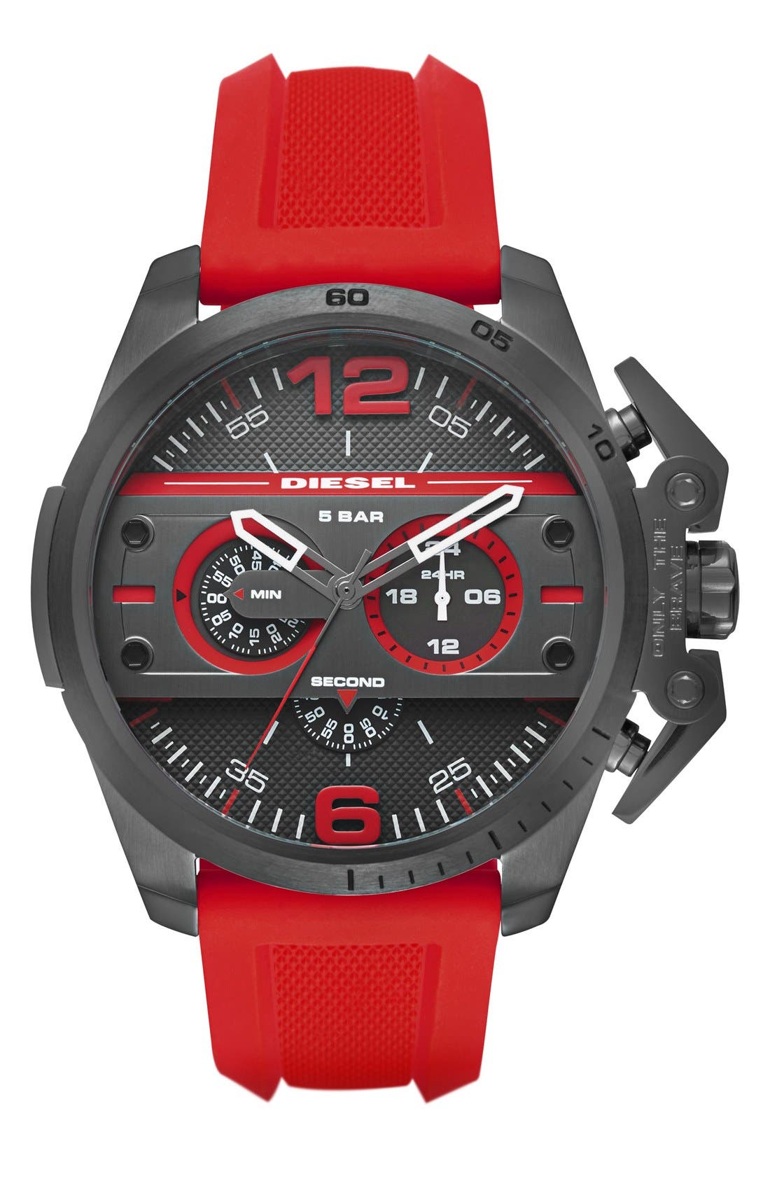 DIESEL® 'Ironside' Chronograph Silicone Strap Watch, 55mm Nordstrom