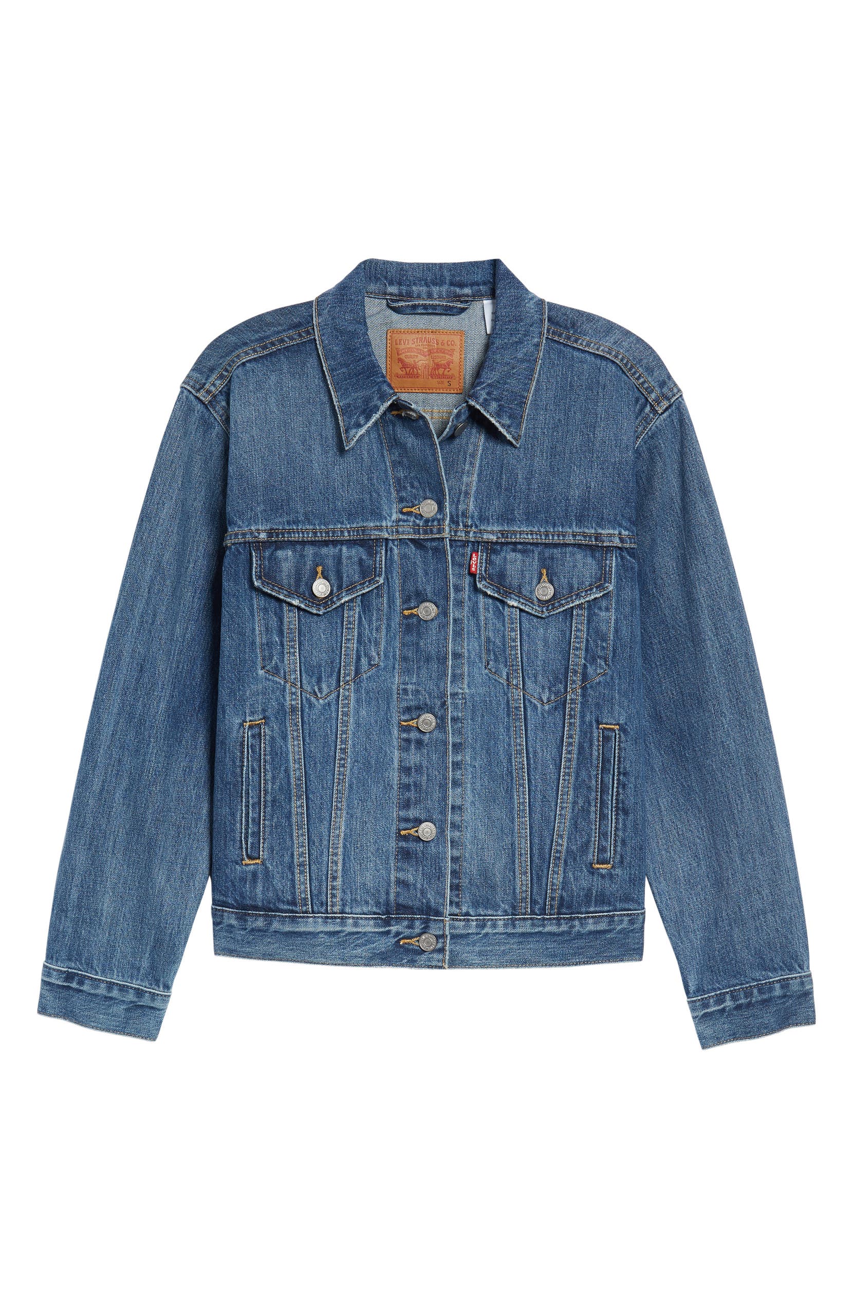 Ex-Boyfriend Denim Trucker Jacket, Alternate, color, GROOVEMARKS