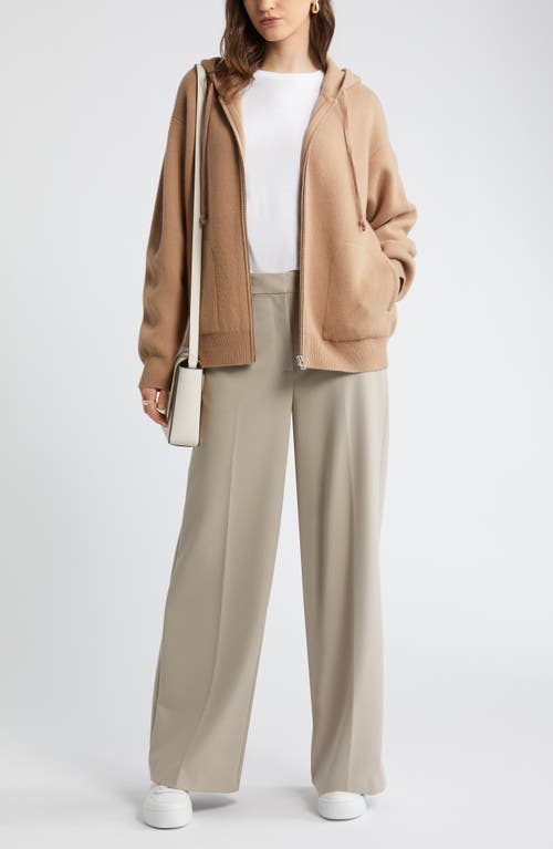 Shop Nordstrom Wool Blend Zip Hoodie Cardigan In Camel