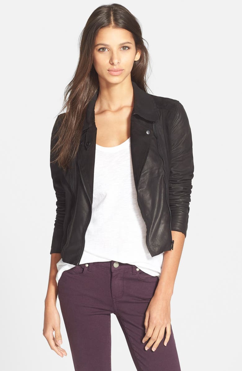 Paige Denim 'Silvie' Leather & Suede Moto Jacket | Nordstrom