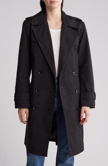 BCBGeneration Double Breasted Belted Flared Trench Coat