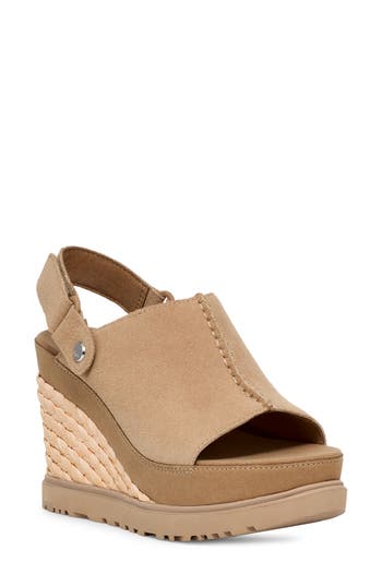 Ugg Abbot Wedge Slingback Sandal In Sand