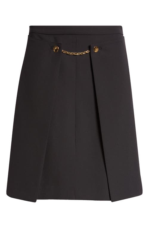 Shop Ganni Chain Detail Layered Twill Skirt In Black