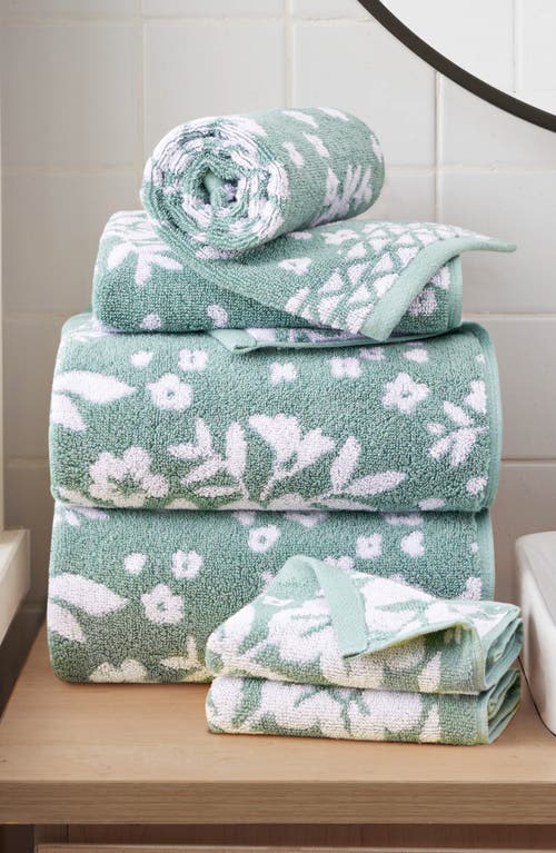 Lucky Brand Folk Floral 6-piece Assorted Towels In Iceberg Green
