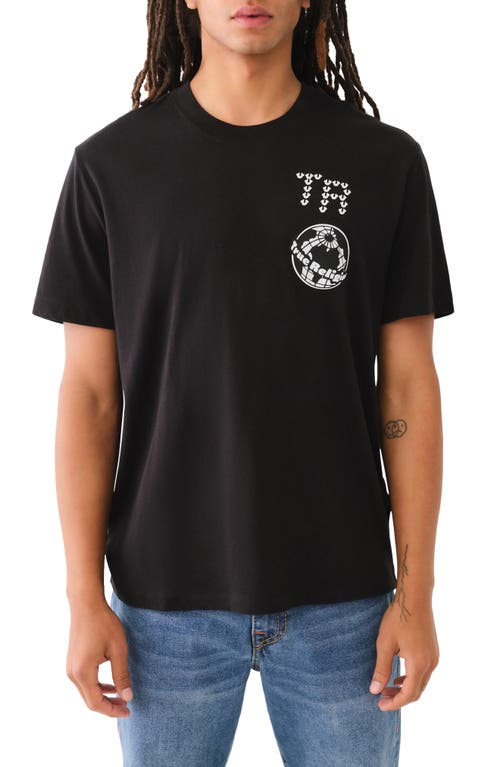 True Religion Brand Jeans Multi Logo Graphic T-shirt In Jet Black