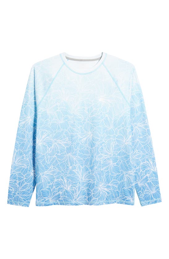 Shop Tommy Bahama High Tide Hibiscus Islandzone® Floral Long Sleeve Rashguard In Campanula