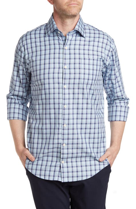 Antigua Men's Blue, Gray St. Louis Blues Ease Plaid Button-up Long Sleeve  Shirt In Blue,gray