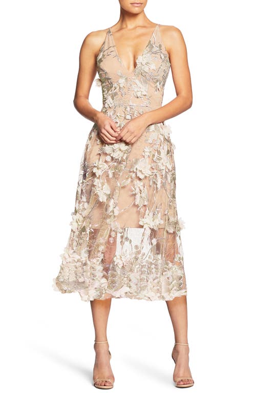 Dress The Population Audrey Floral-print Dress In Cream