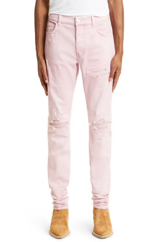 Amiri Mx1 Sprayed Stretch Denim Skinny Jeans In Pink | ModeSens