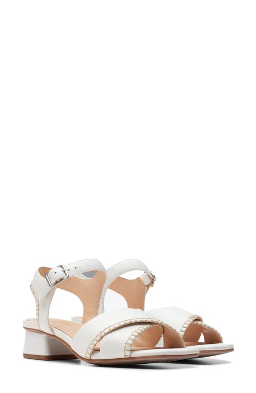 Clarks(r) Serina 35 Ankle Strap Sandal in Off White Lea