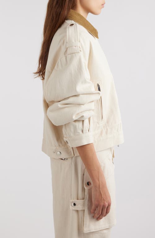 Shop Isabel Marant Étoile Julie Cotton Trucker Jacket In Ecru