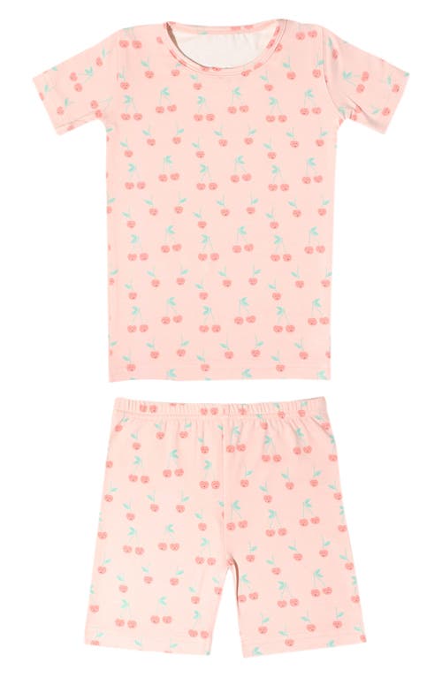 Copper Pearl Kids' Cheery Cherry Fitted Two-Piece Short Pajamas in Overflow at Nordstrom