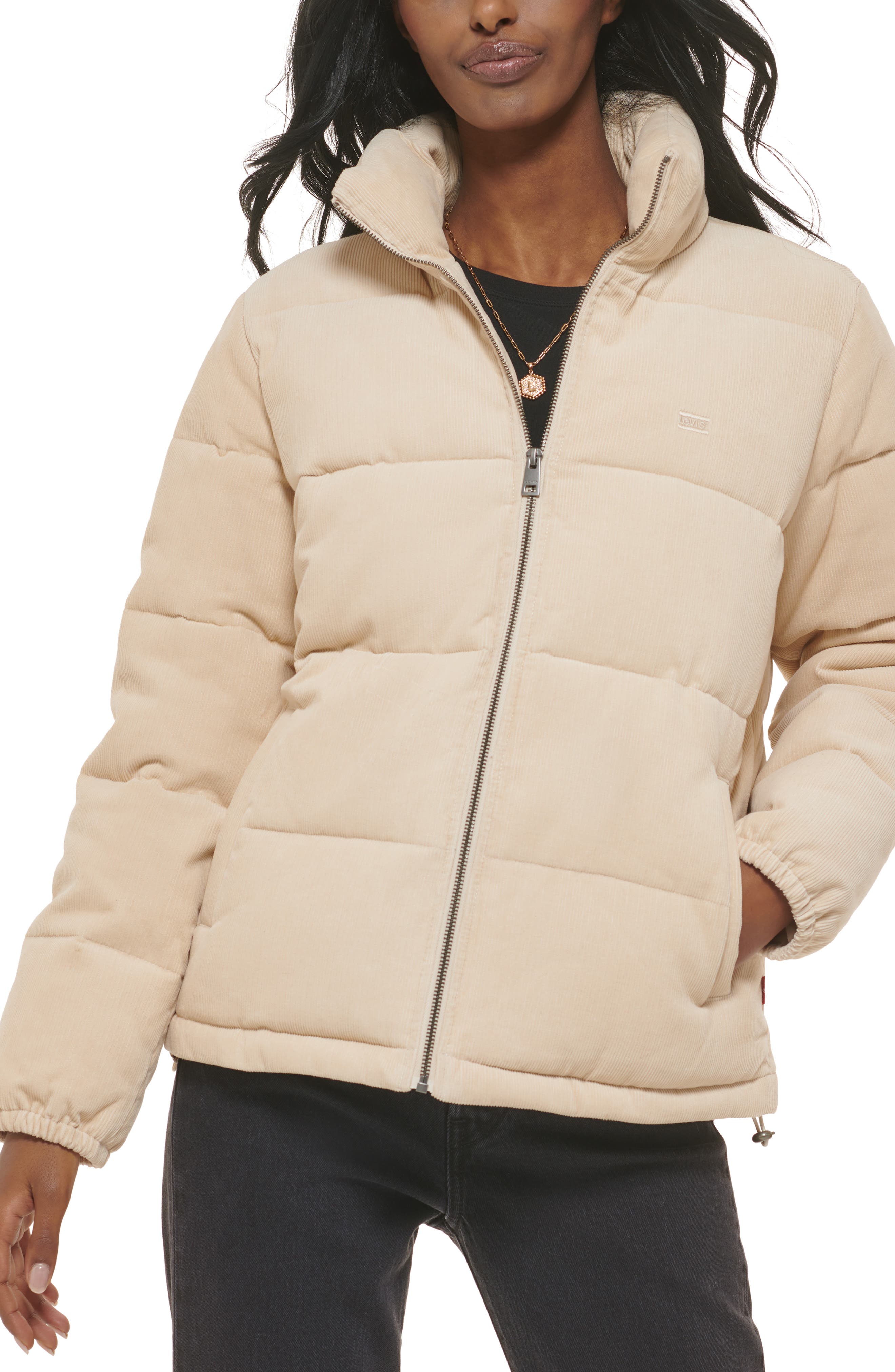 corduroy puffer jacket cream