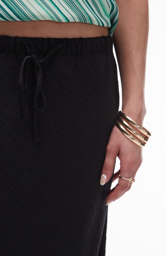 Shop Topshop Drawstring Twill Maxi Skirt In Black